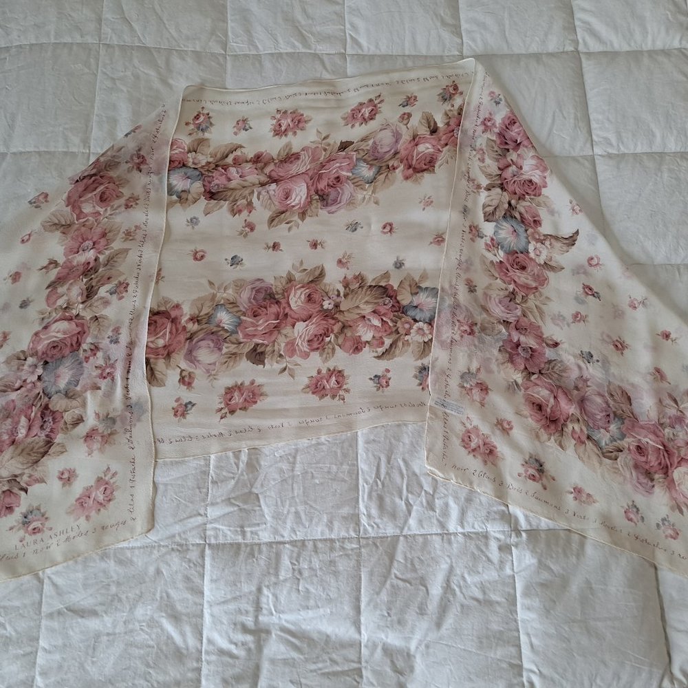Vintage Laura Ashley Silk Floral Scarf